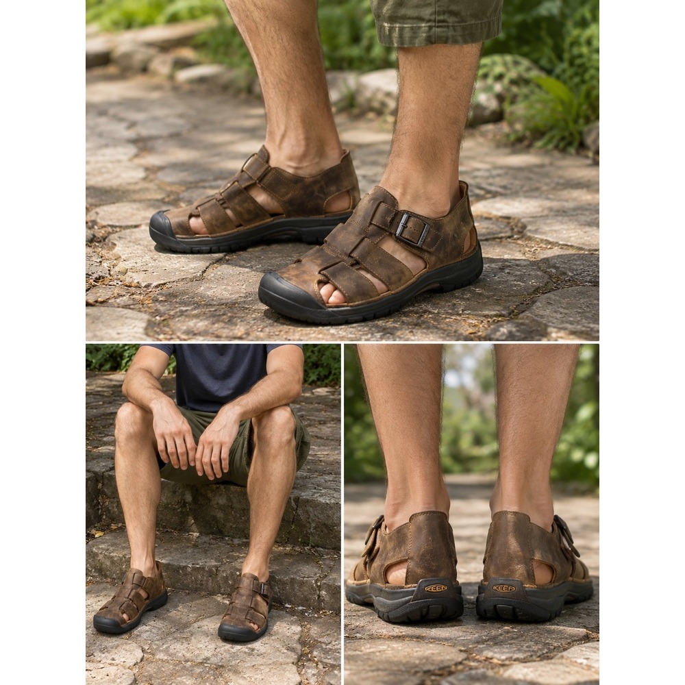 KEEN Leather Fisherman Sandals Mens 11 Brown Closed Toe Buckle Strap XT gorpcore